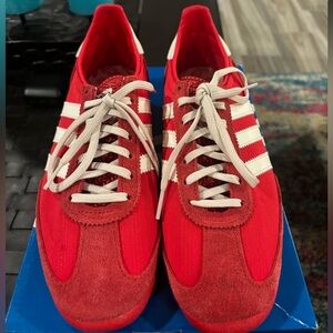 adidas Women's Red Sneakers with White Stripes